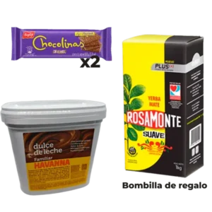Promoción 3, Dulce de leche familiar de 1 kg, paquete de yerba, galletitas mas una bombilla gratis, en Productos de Argentina